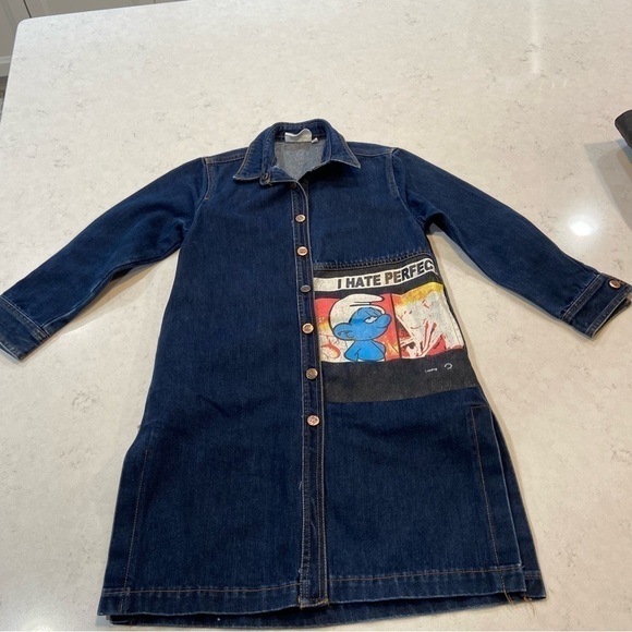 Other - Denim dress/jacket Kids size 12 with painted Smurf